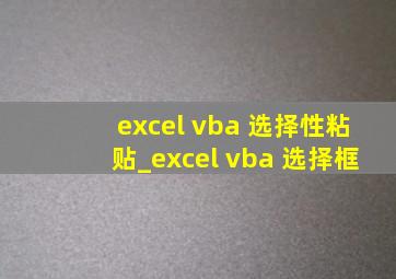 excel vba 选择性粘贴_excel vba 选择框